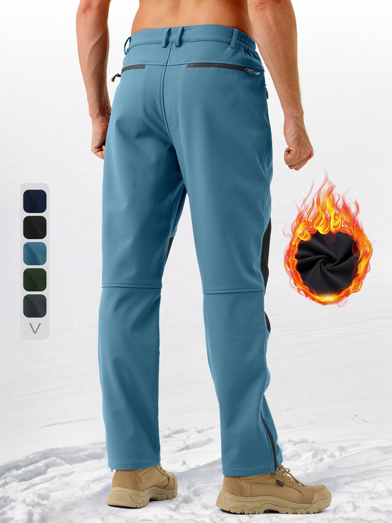 Pants Fleece Lined for Warmth Outdoor Hiking Zipper Bottom Leg Ideal for Winter Sports
