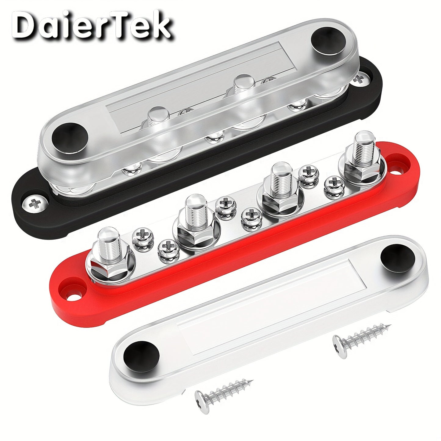 12V Bus Bar Terminal Block 4 x 5/16" (M8) Terminal Stud 6 x #8 (M4) Screw Terminal Positive & Ground Power Distribution Block With Cover