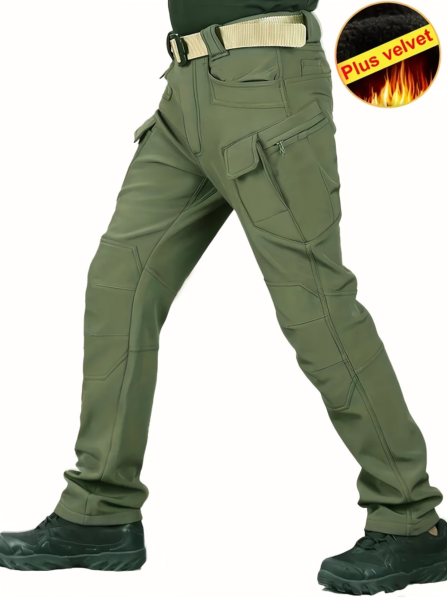 Men's Fleece Lined Ultimate Thermal Tactical Pants - Waterproof, Windproof, Multi-Pocket, Loose Fit