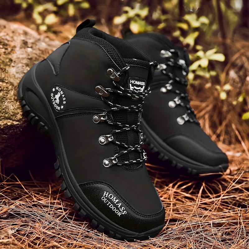 Men's Mid-Top Waterproof Microfiber Synthetic Upper, Rubber Sole, Fabric Inner, Round Toe Lace-Up Closure, All-Season Casual Sports Shoes