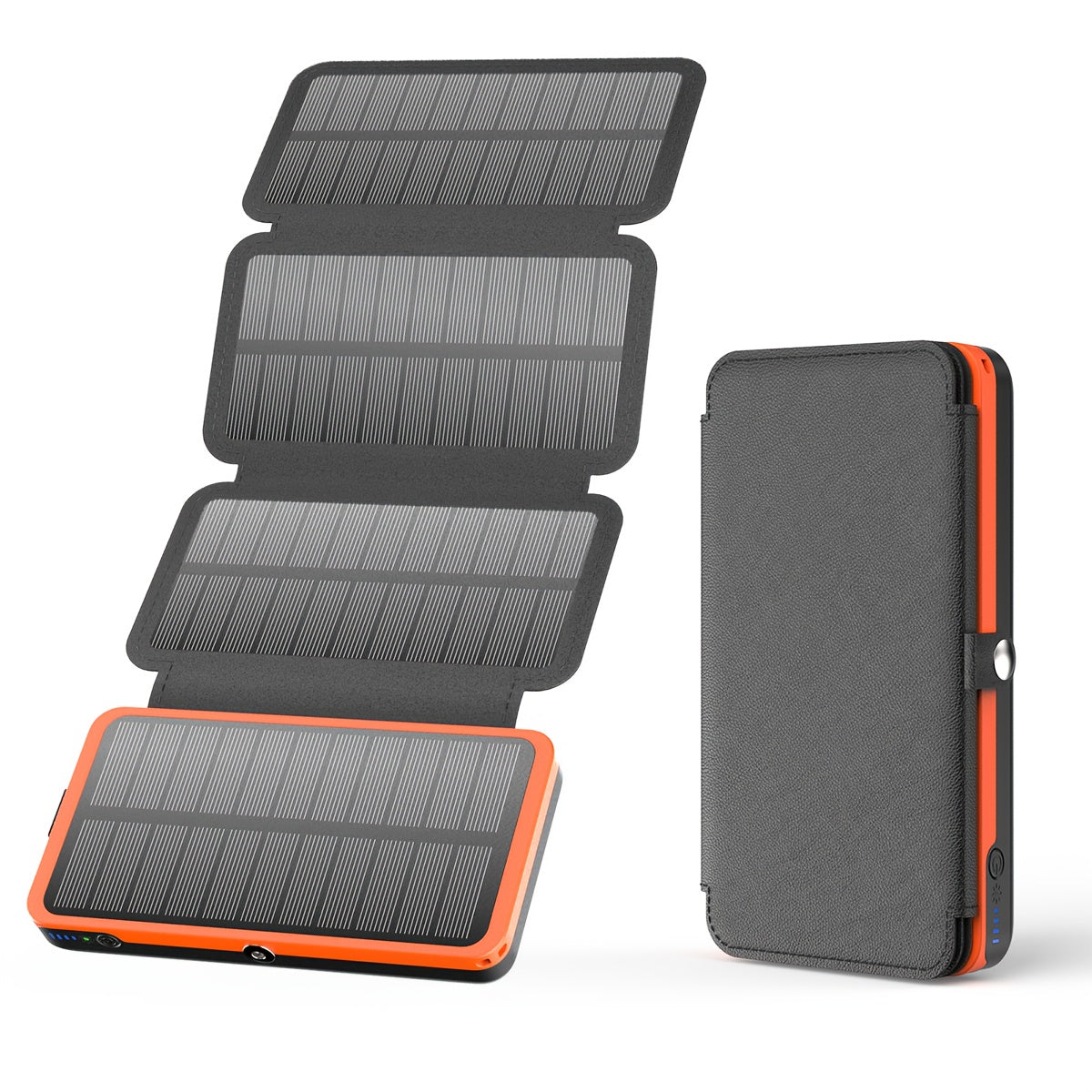 27000mAh Solar Power Bank With 4 Foldable Panels And LED Light, Portable Solar Charger With USB Charging