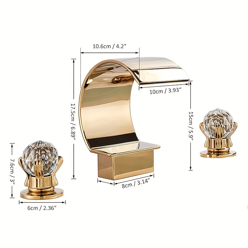 Crane Crystal Handle Waterfall Bathroom Faucet