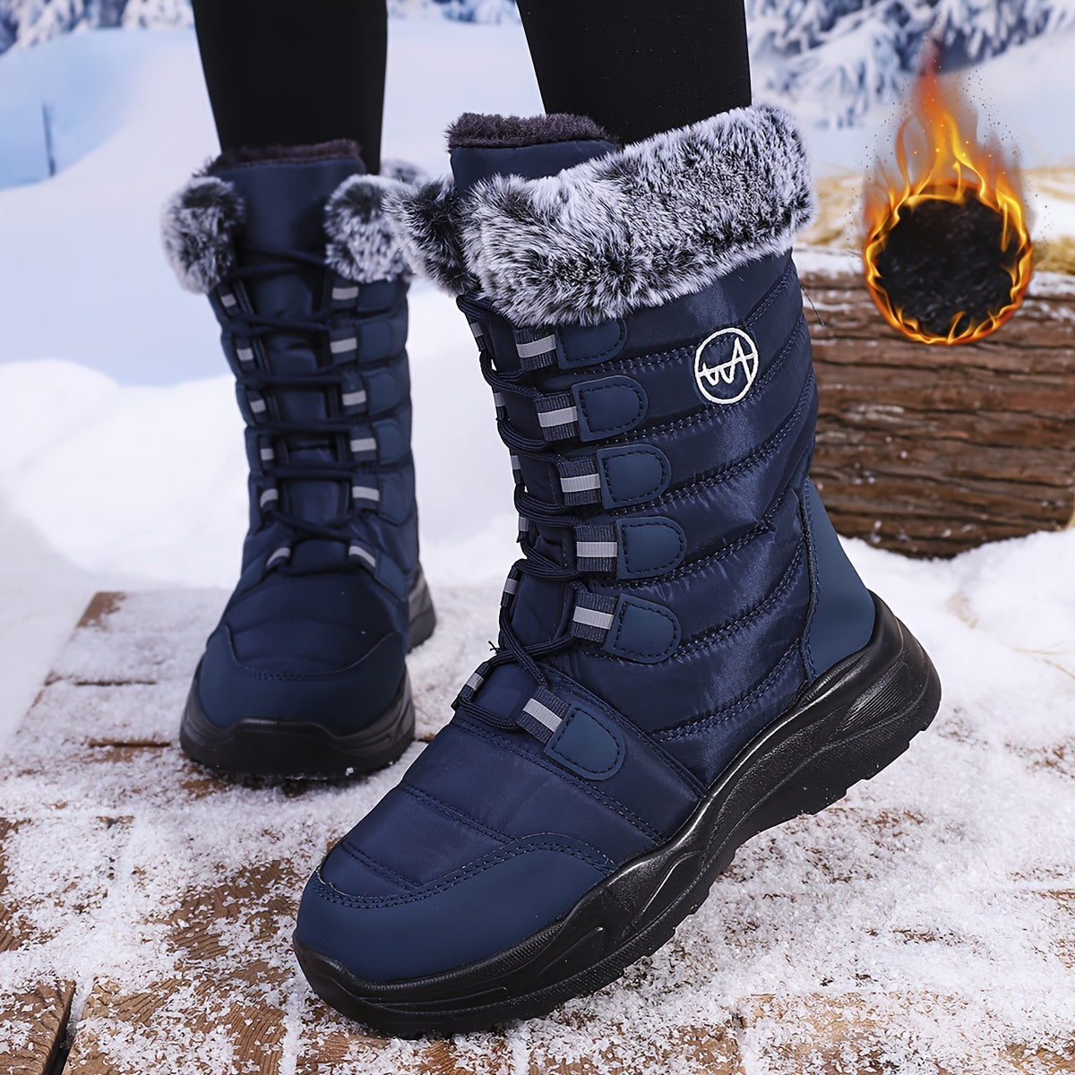 Waterproof High-Top 2024 Women's Winter Snow Boots - Plus Size, Thick Sole, Anti-Slip, Northeast Style