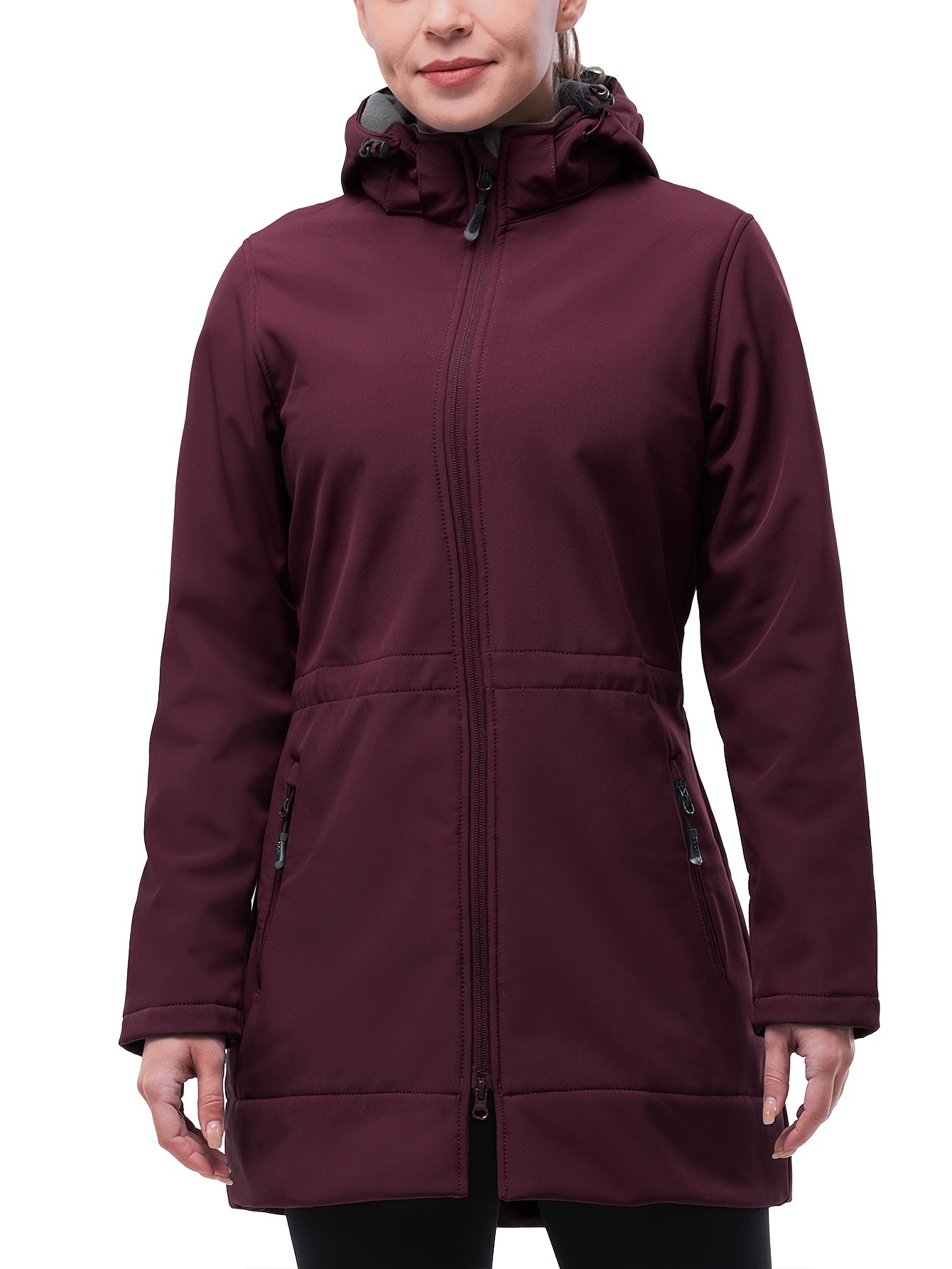Women's Waterproof Softshell Long Rain Jacket with Hood