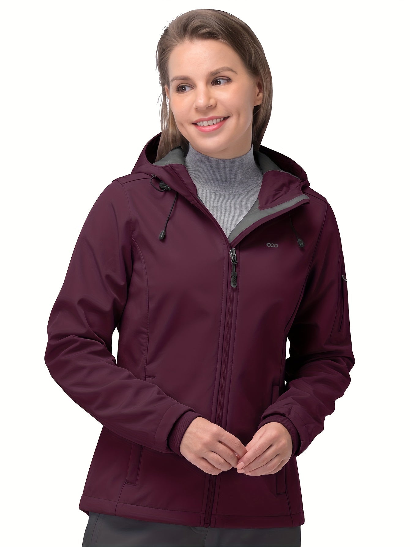 Women's Long Sleeves Outdoor Sports Jacket, Fleece Liner Windproof With Zipper Pocket Sporty Coat