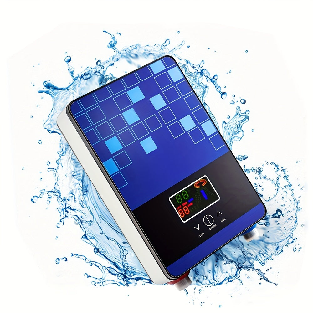 Tankless Electric Water Heater with Precise Temperature Control & Safety Protections - Large LED Display, Adjustable Flow, Overheat Auto Shutdown
