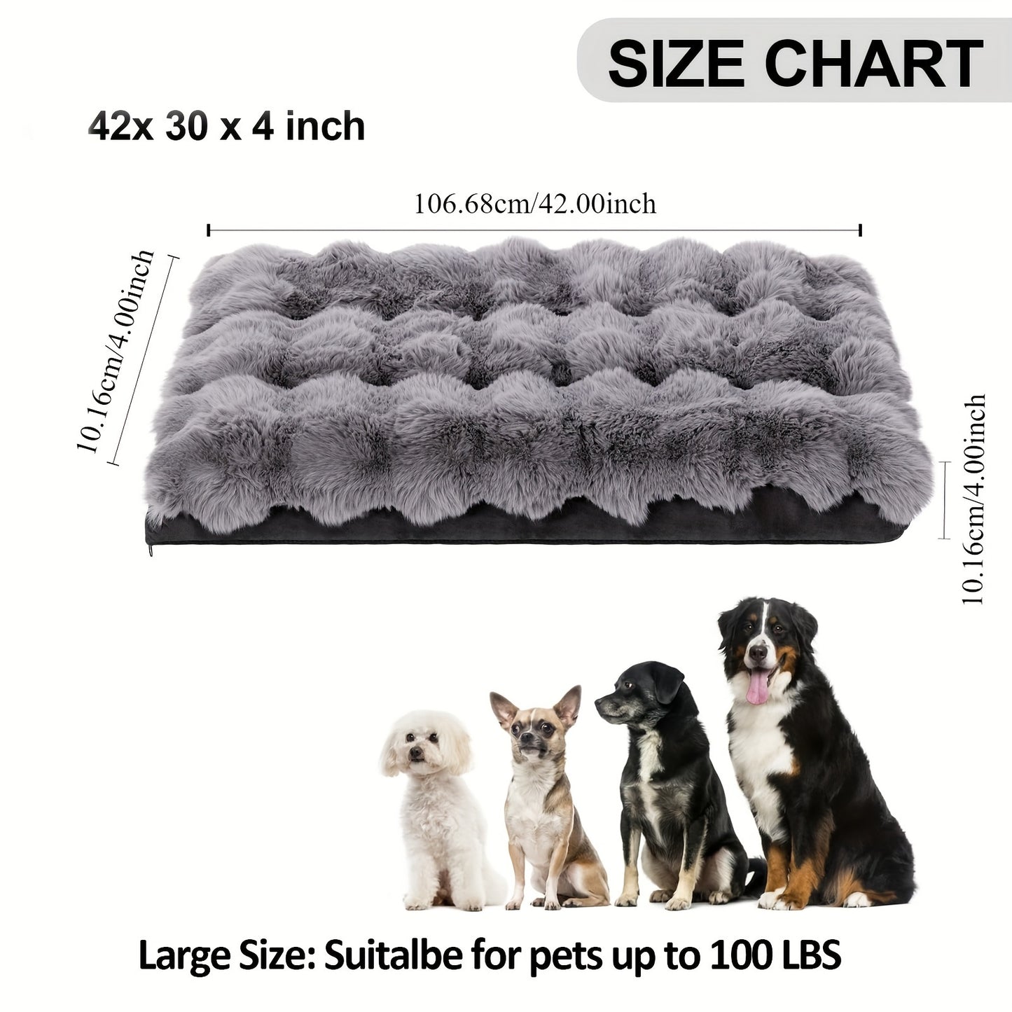 Dog Bed for Extra Large Dogs Orthopedic Dog Bed Soft Plush Faux Fur Fluffy Dog Mat with Removable Washable Cover