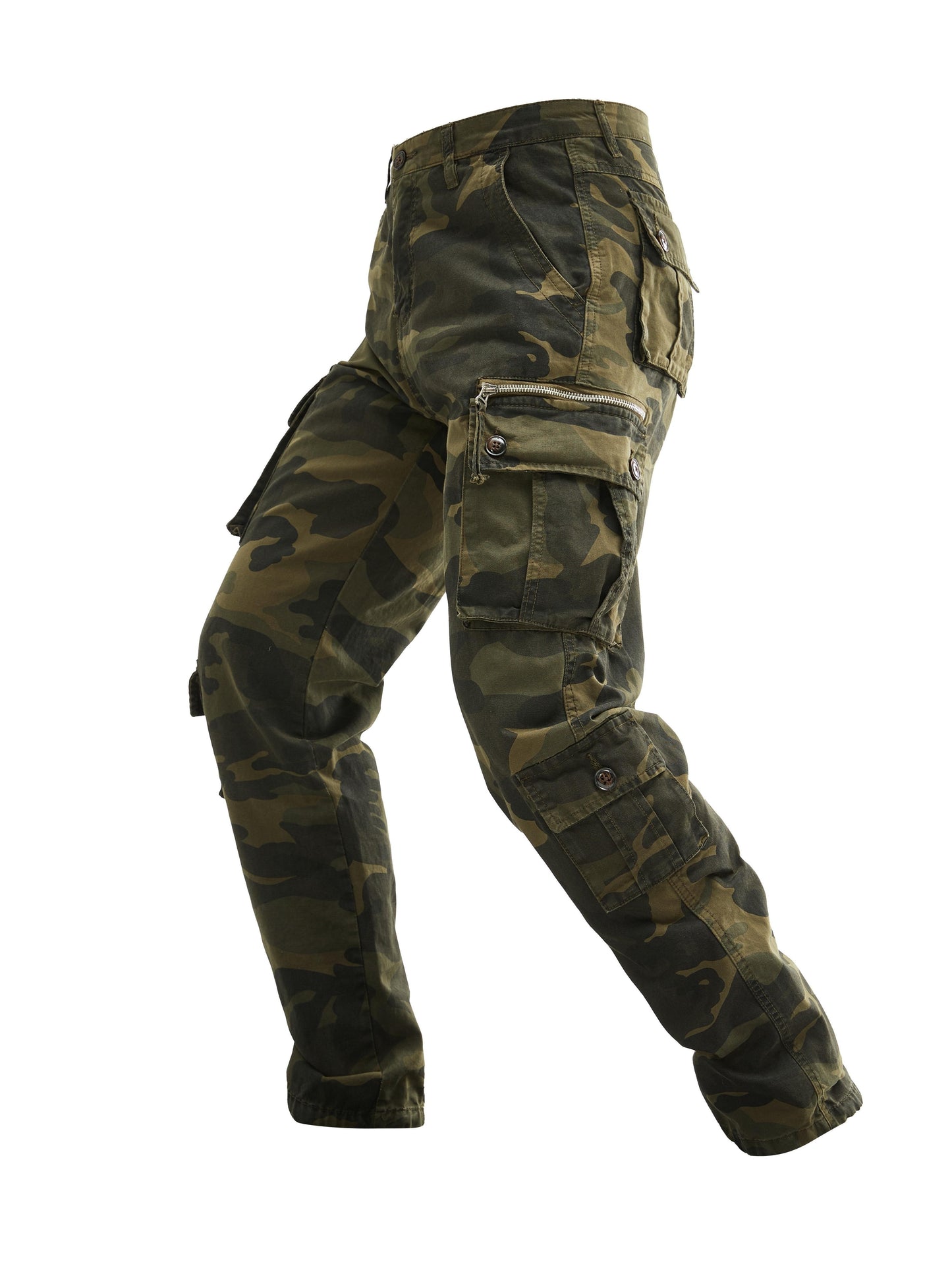 Plus Size Men's Cotton Washing Camouflage Printing Outdoor Eight Pocket Overalls