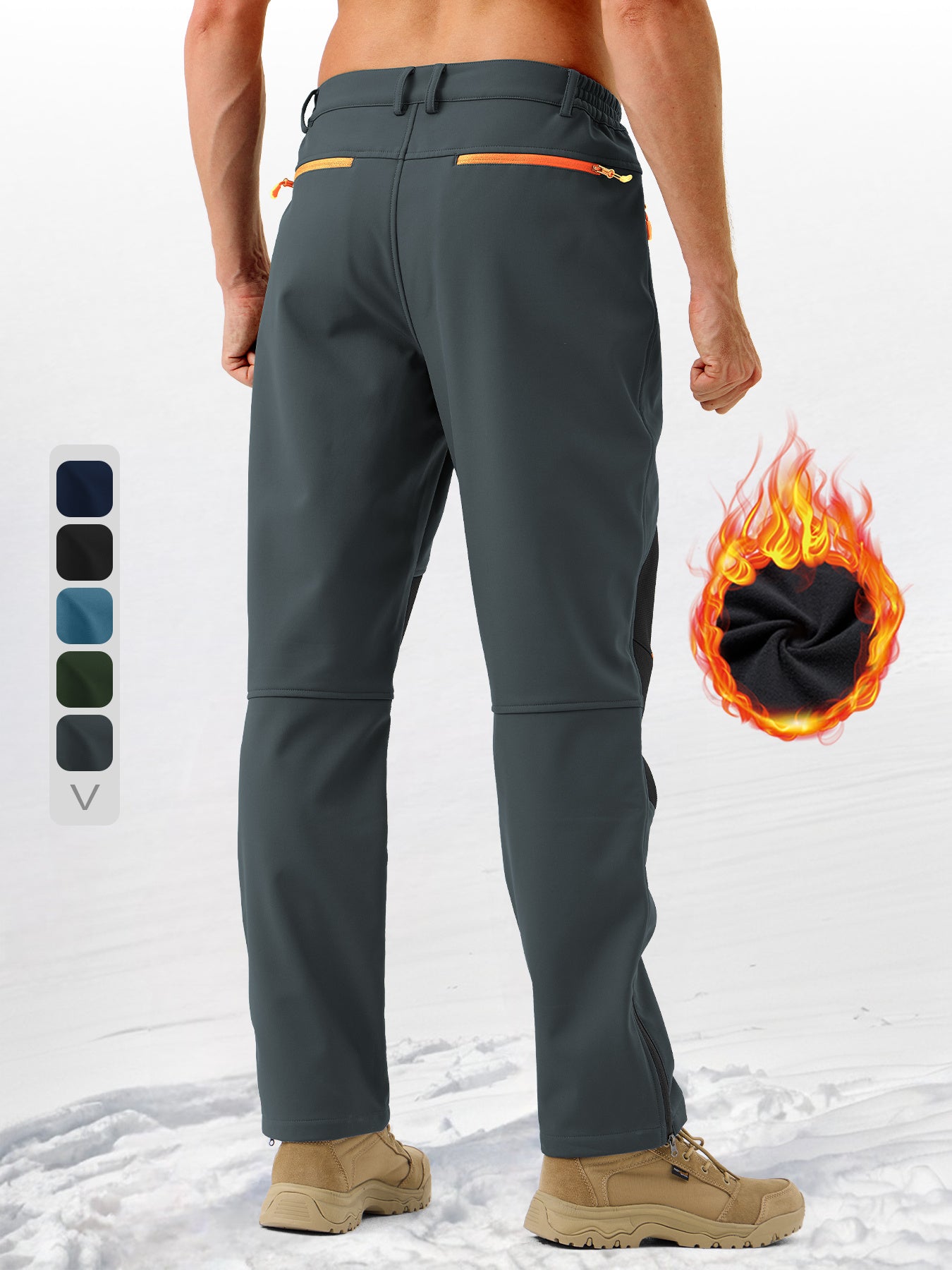 Pants Fleece Lined for Warmth Outdoor Hiking Zipper Bottom Leg Ideal for Winter Sports