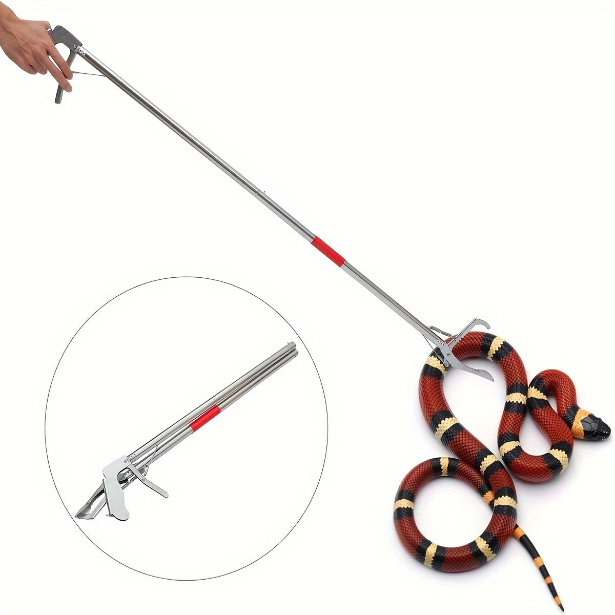 Stainless Steel Snake Stick, Folding Snake Grabber with Lock Snake Grabber Tool Ha Extended Claw Clamp for Secure Grip