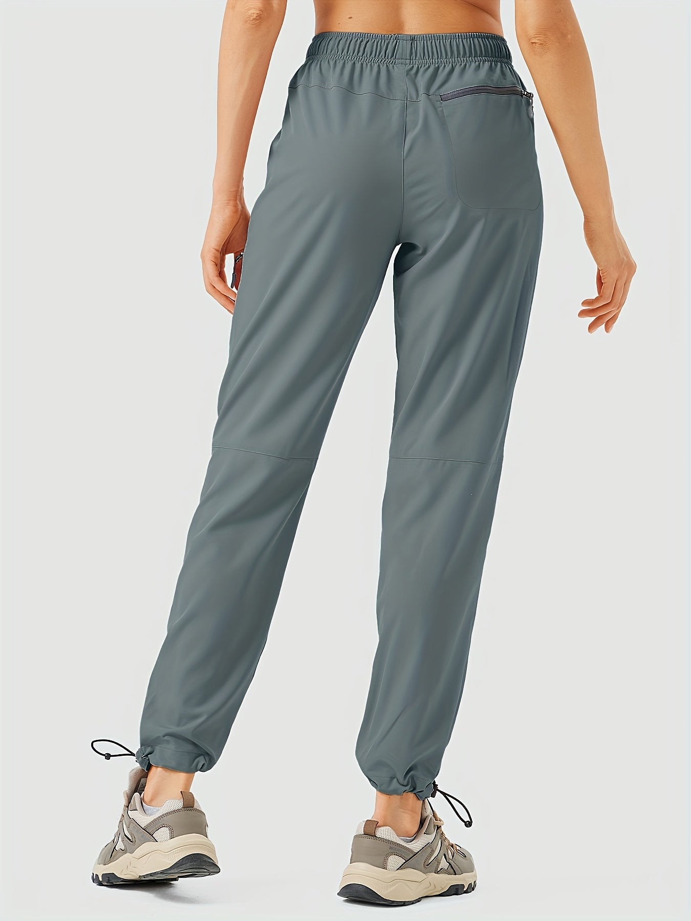 Plus Size Women's Cargo Pants, Lightweight, Quick Dry, Water Resistant, Elastic Waist, Zipper Pockets