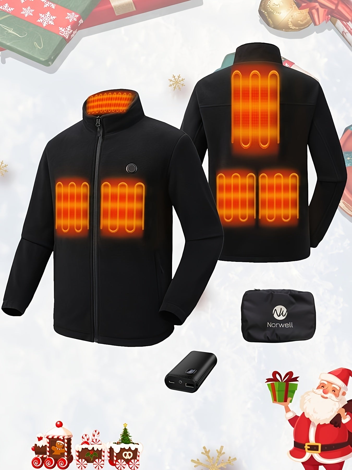 Men's Warm Heated Sport Coat Fleece Jacket, Battery Pack 7.4V Fast Heating, (with Batteries)