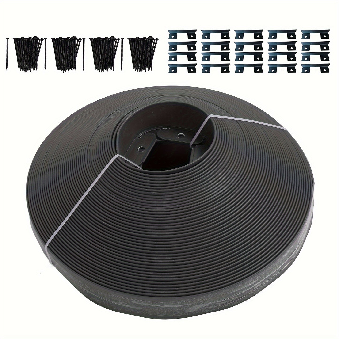 40m/1574.8inch Landscape Edging Kit PE Garden Border With Spikes For Lawn Flower Bed Grass Yard Landscape Edging: Easy To Cut, Flexible To Bend, Simplifies Garden Landscaping; Premium PE For Waterproof, Heat-Resistant & Durab