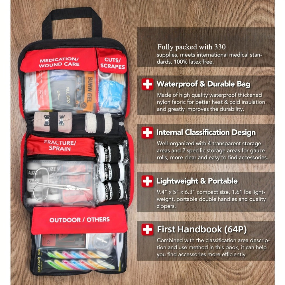 330-in-1 Premium Waterproof Compact Trauma Kit For Any Emergency