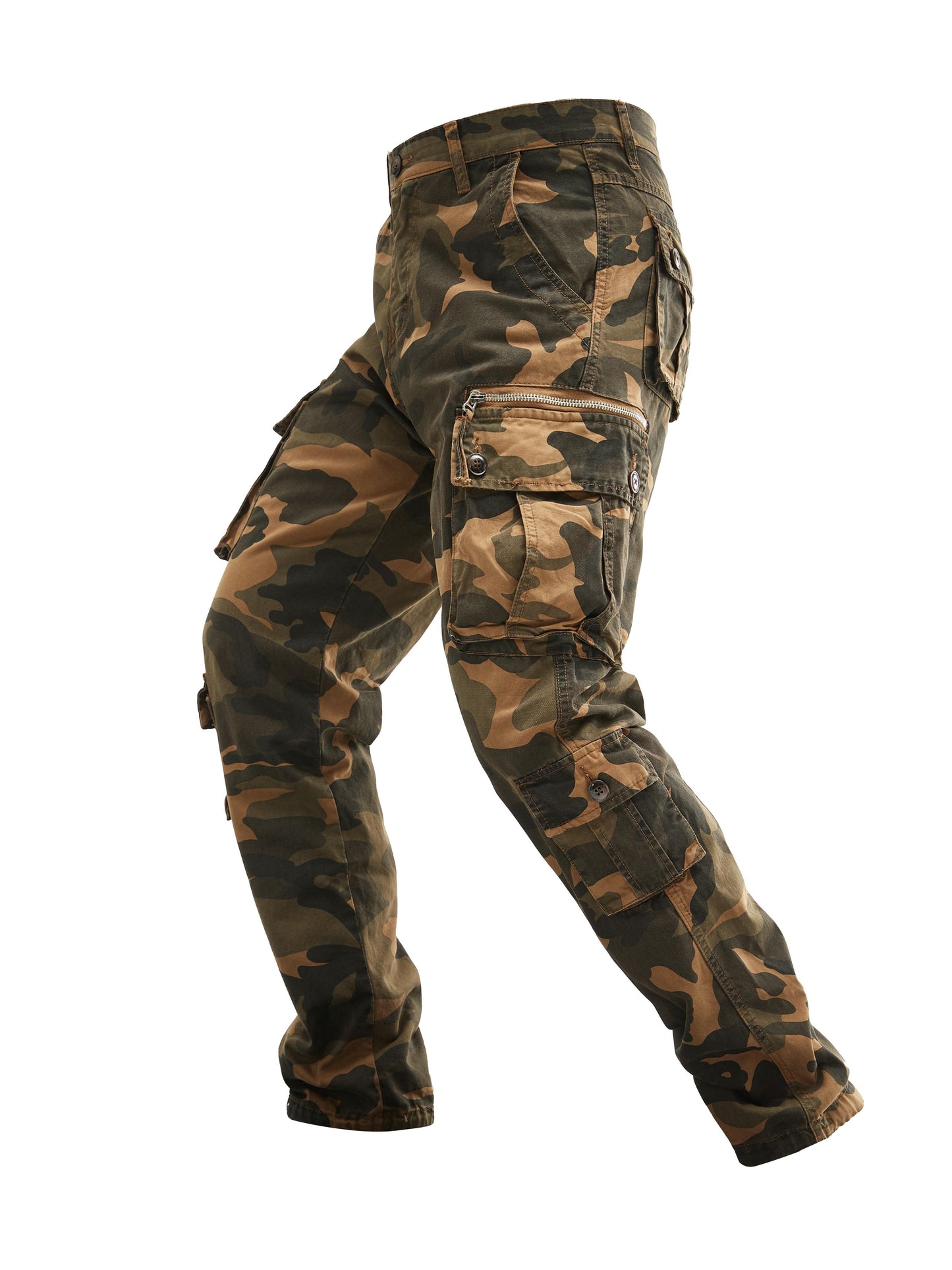 Plus Size Men's Cotton Washing Camouflage Printing Outdoor Eight Pocket Overalls