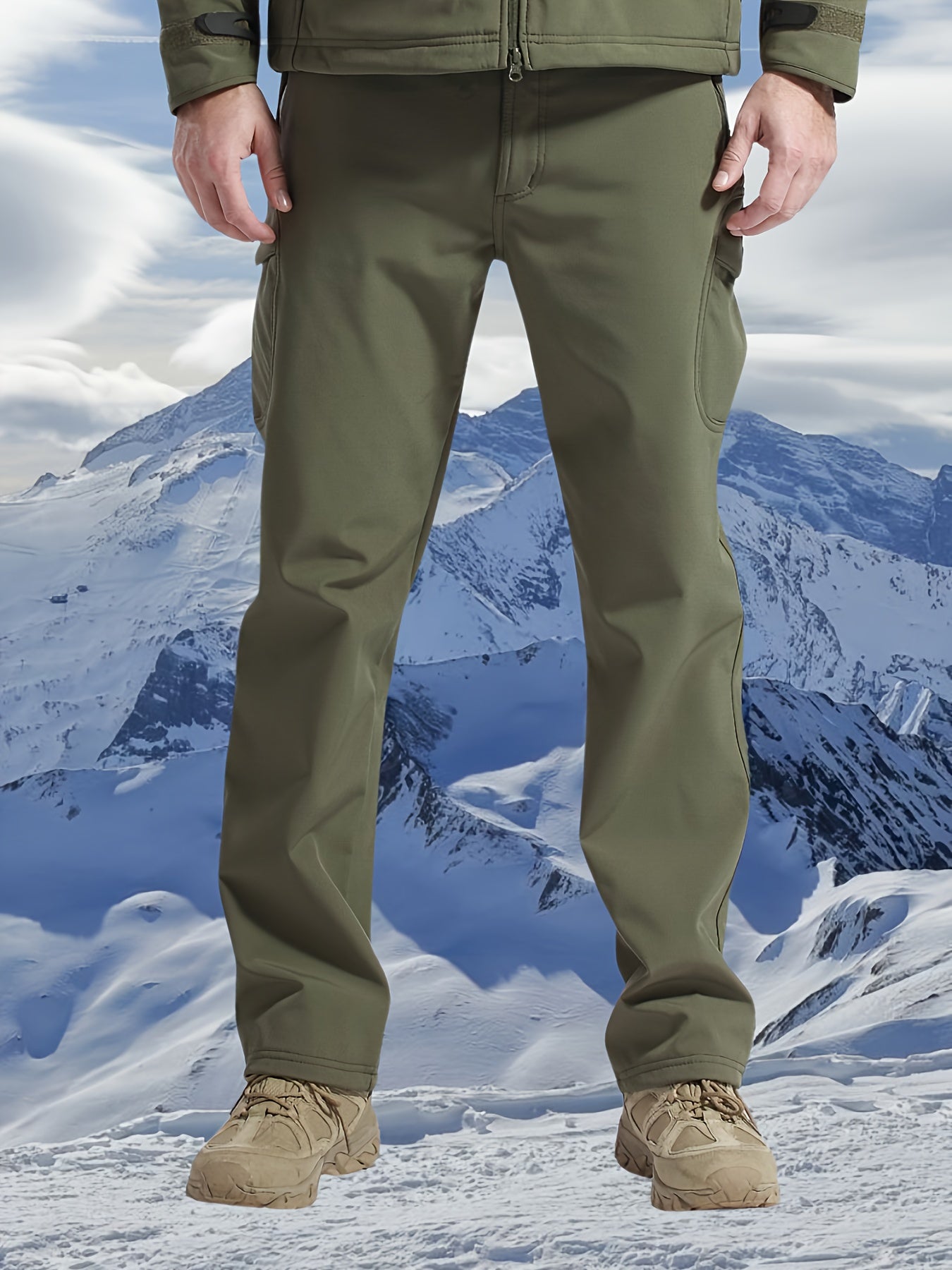 Men's Thickened Pants, Outdoor Casual Soft Shell Plush Lined