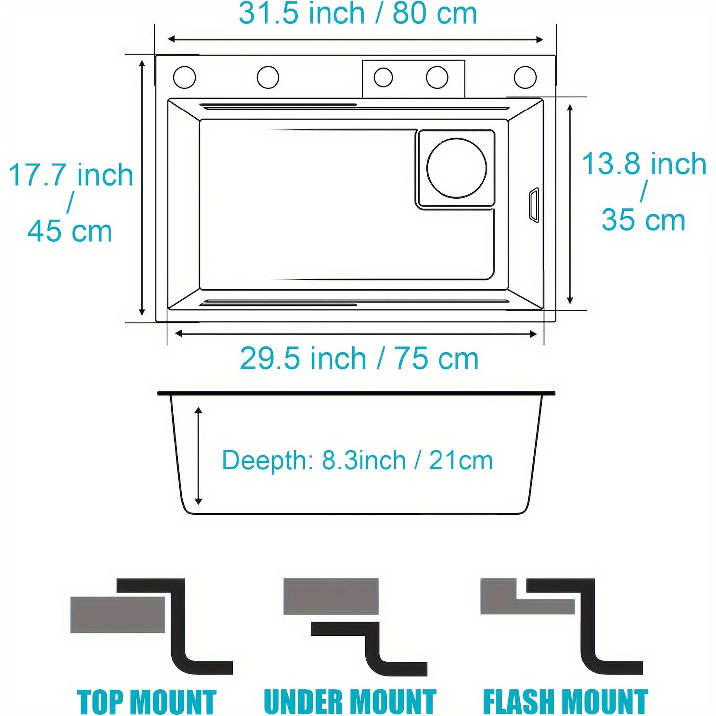 Digital Display Waterfall Sink, Single Bowl Kitchen Sink, Stainless Steel Bar Sink With Pull-down Nozzle Faucet