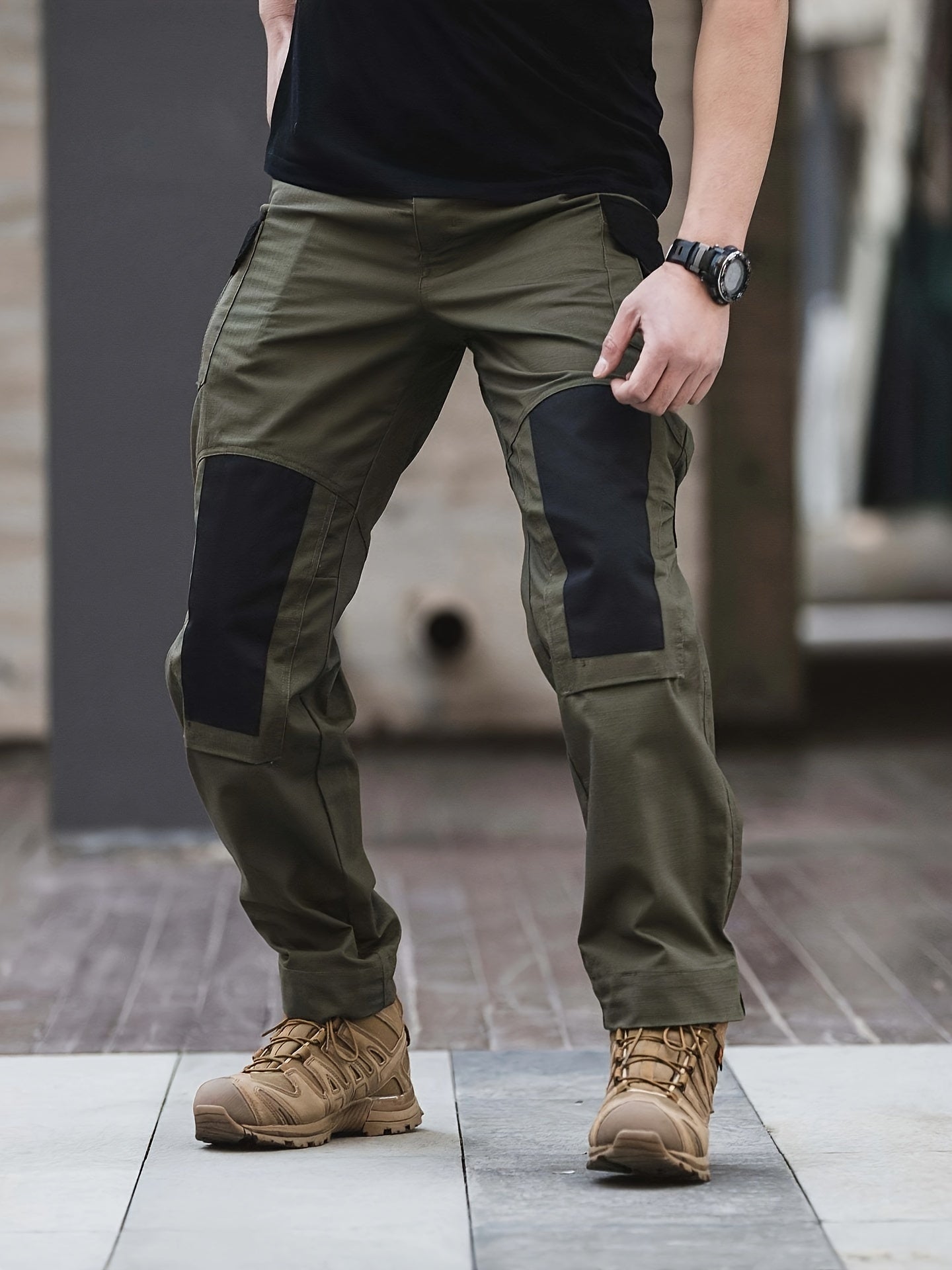 Men's straight-leg tactical trousers, They are water-repellent
