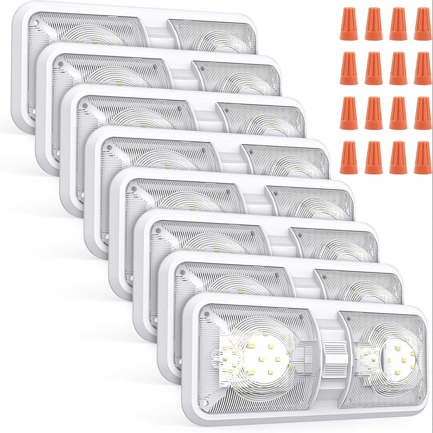 8pcs RV Interior LED Lights, 12V 1000LM Ceiling Dome Light with Switch