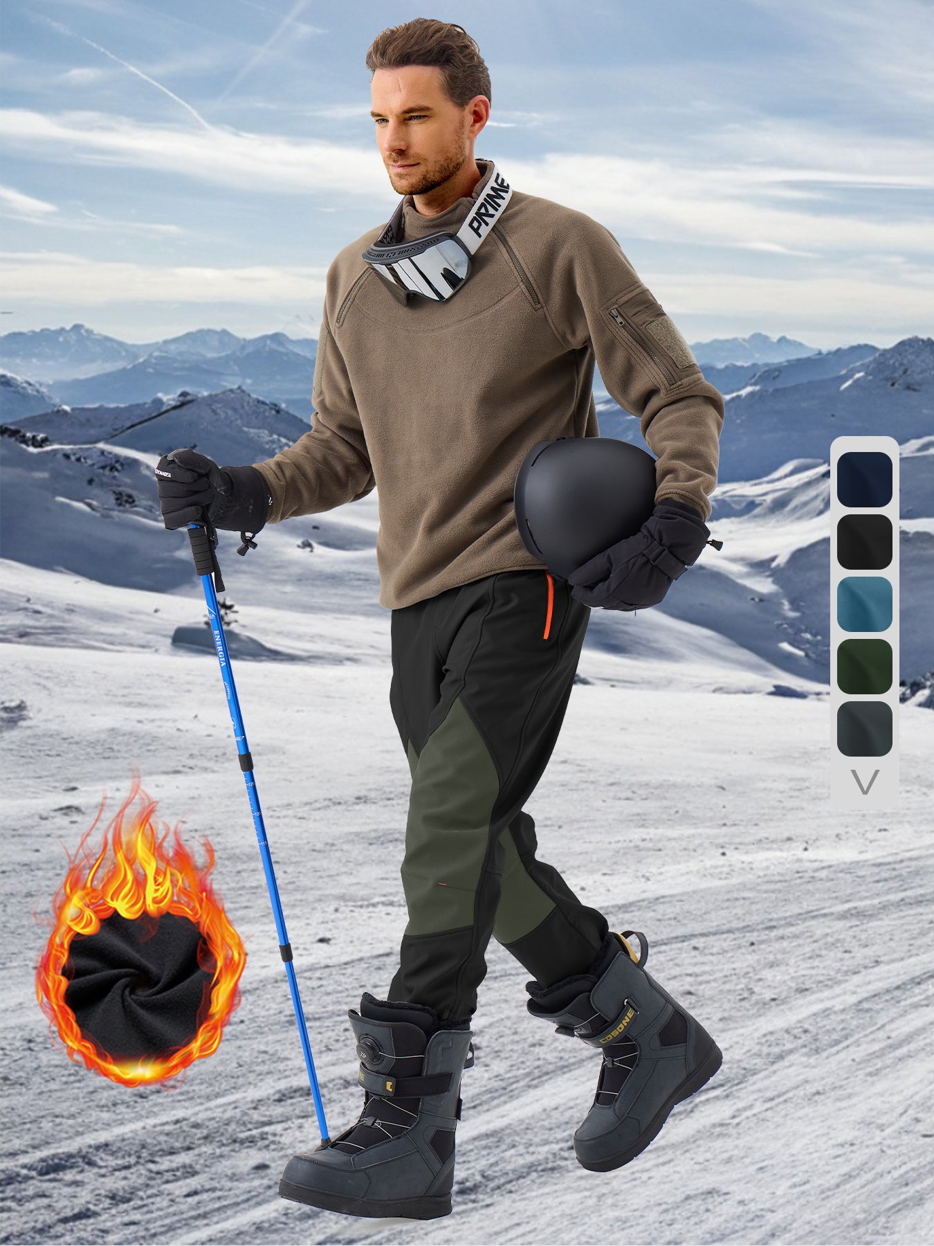 Pants Fleece Lined for Warmth Outdoor Hiking Zipper Bottom Leg Ideal for Winter Sports