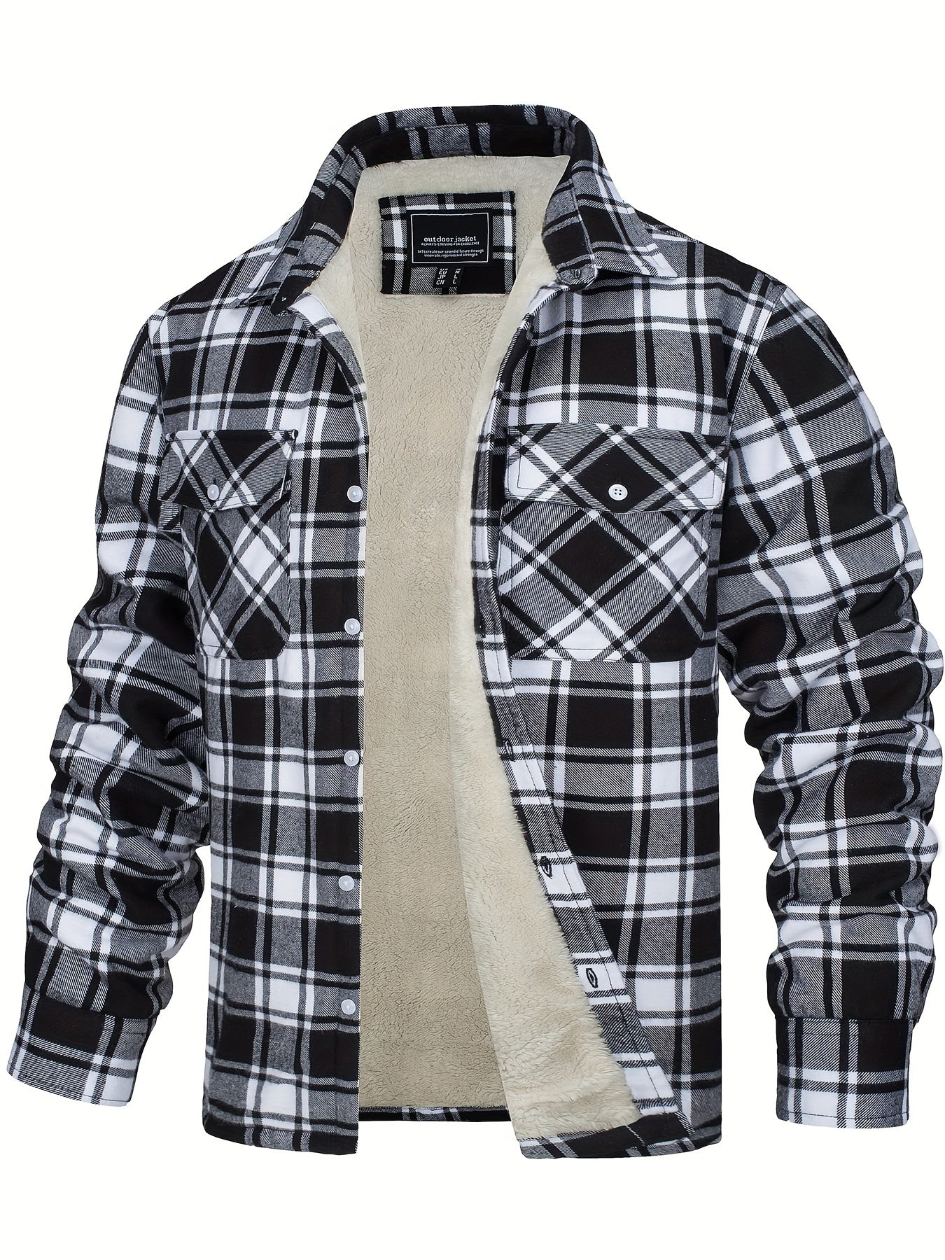 Men's Winter Shirt Jacket, Thick Warm Multifunctional Pocket Design