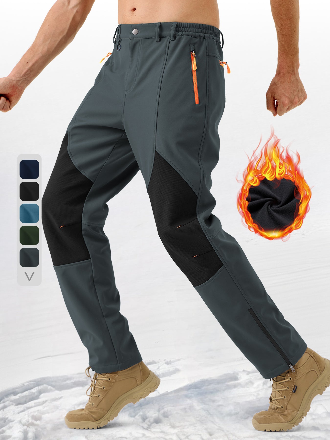 Pants Fleece Lined for Warmth Outdoor Hiking Zipper Bottom Leg Ideal for Winter Sports