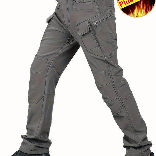 Trendy Thermal Cargo Pants, Men's Multi Flap Pocket Trousers