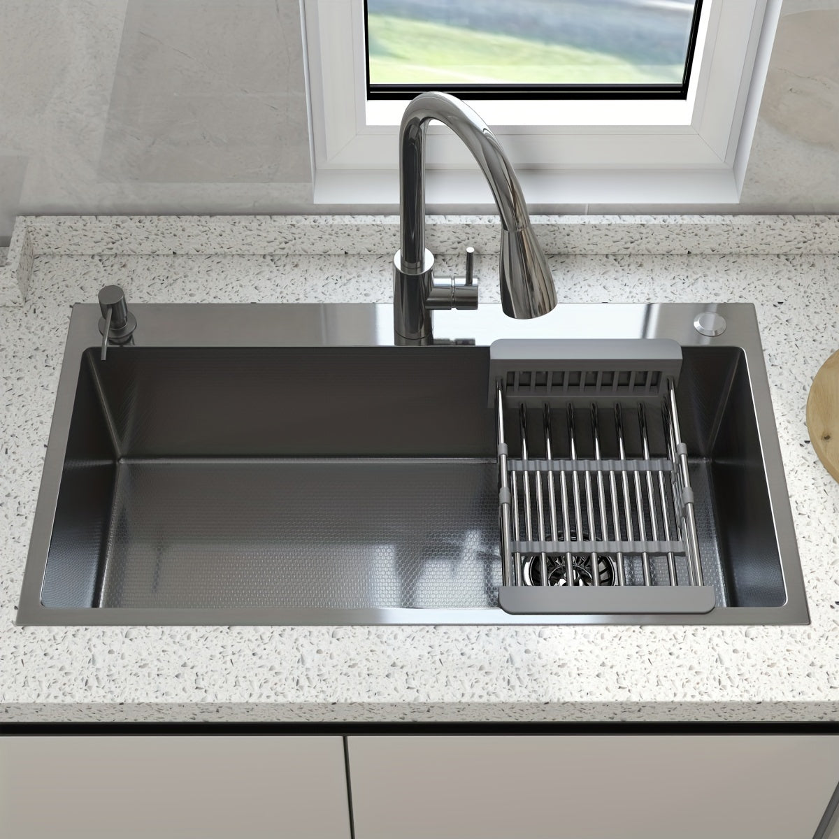 28"/30"/32" Silvery Kitchen Sink Stainless Steel Single Bowl Drop In Top Mount