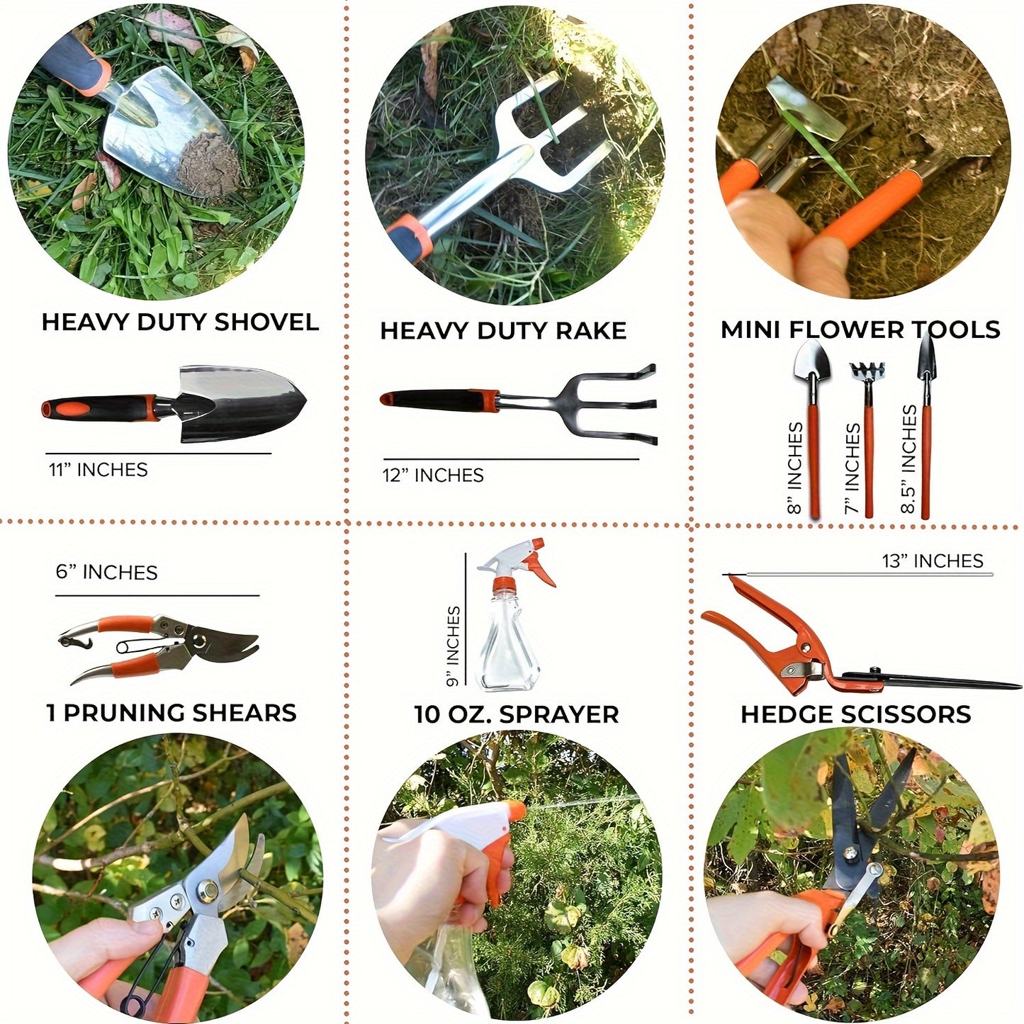 12pcs Gardening Tools Set, Stainless Steel Gardening Tools