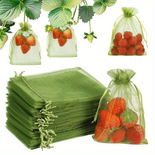 100pcs Plant Insect Protection Net Fruit Protection Bags Green Fruit Netting Bags