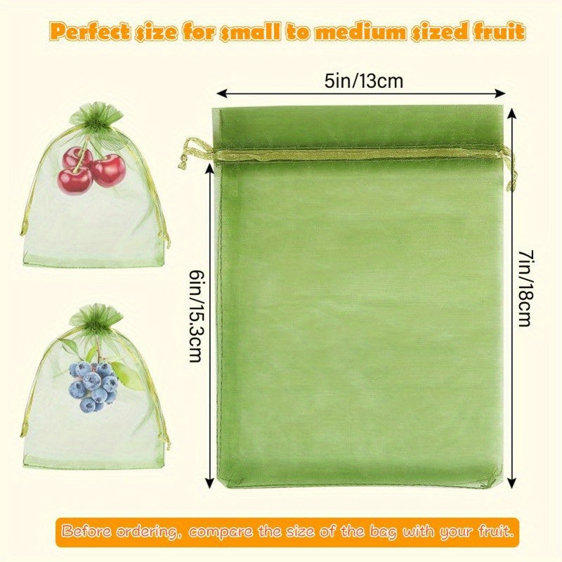 100pcs Plant Insect Protection Net Fruit Protection Bags Green Fruit Netting Bags