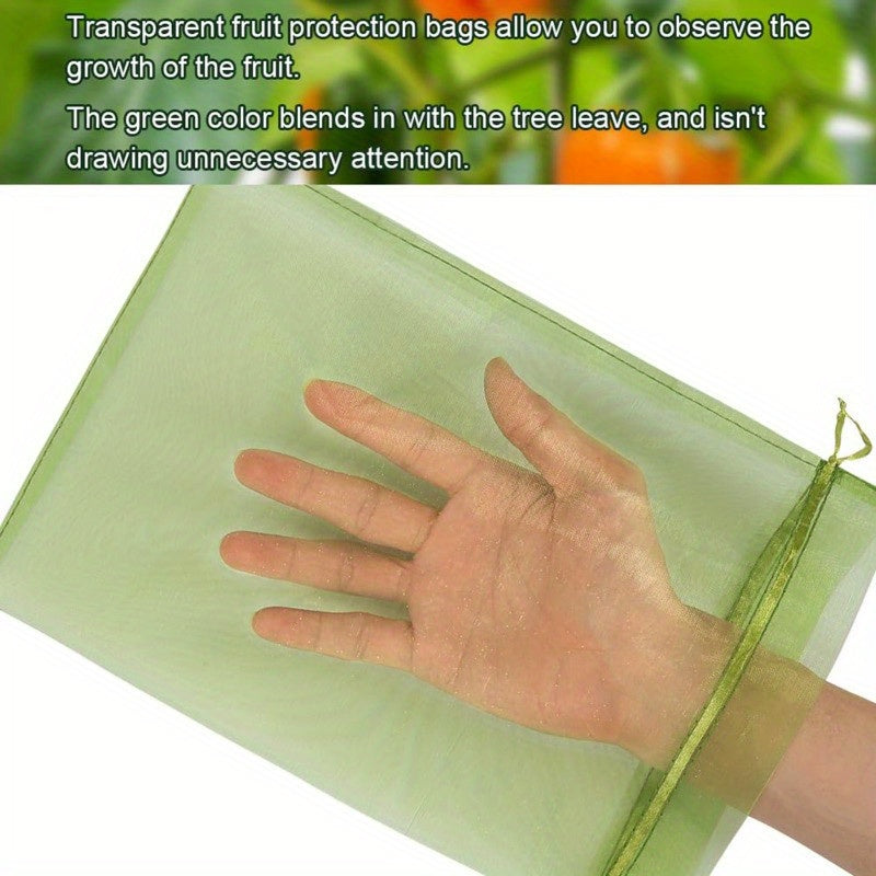 100pcs Plant Insect Protection Net Fruit Protection Bags Green Fruit Netting Bags