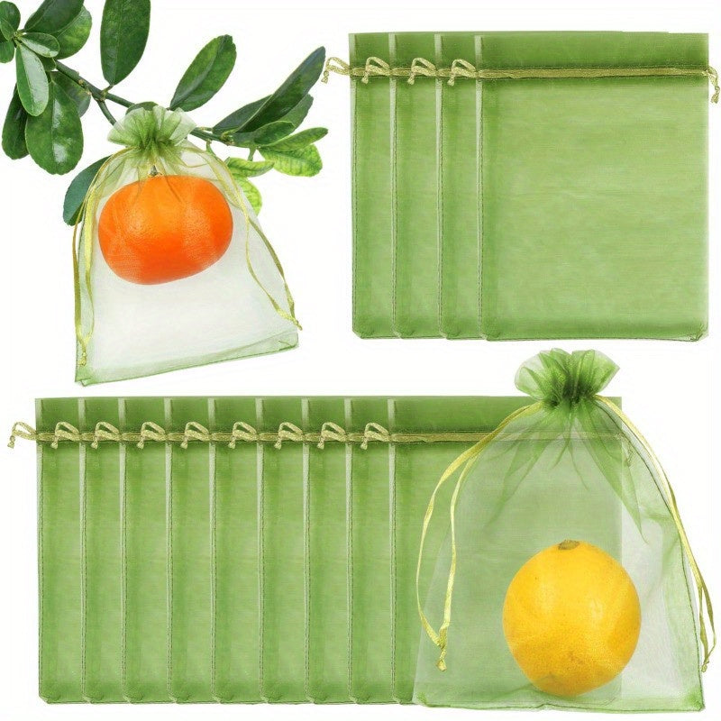 100pcs Plant Insect Protection Net Fruit Protection Bags Green Fruit Netting Bags