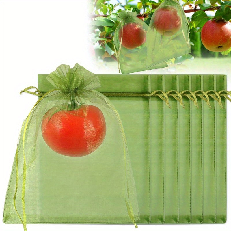 100pcs Plant Insect Protection Net Fruit Protection Bags Green Fruit Netting Bags