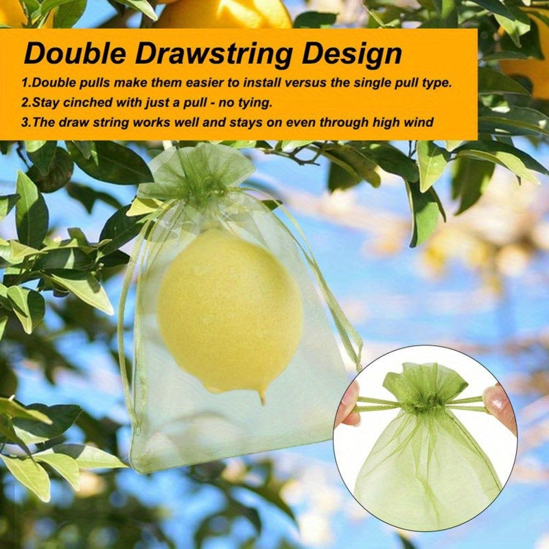 100pcs Plant Insect Protection Net Fruit Protection Bags Green Fruit Netting Bags