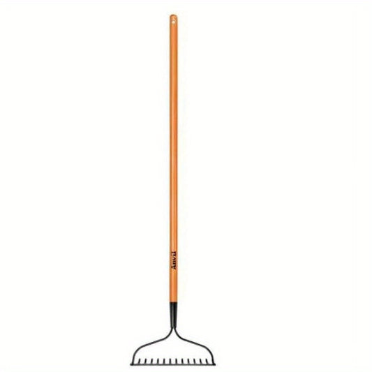 Garden Rake for Gardening, Heavy Duty Garden Rake for Lawns, 14 Tines Bow Rake with Fiberglass Handle, 58 Inches