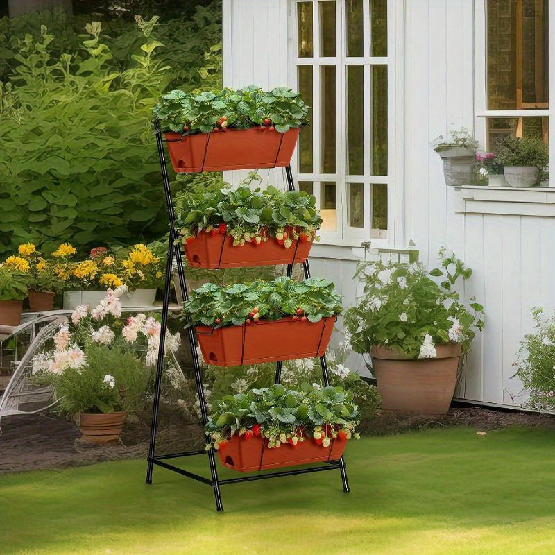 4 Tier Vertical Raised Garden Bed Planters for Outdoor Plants Herb Garden Planter with Drainage Holes Standing Garden Planters