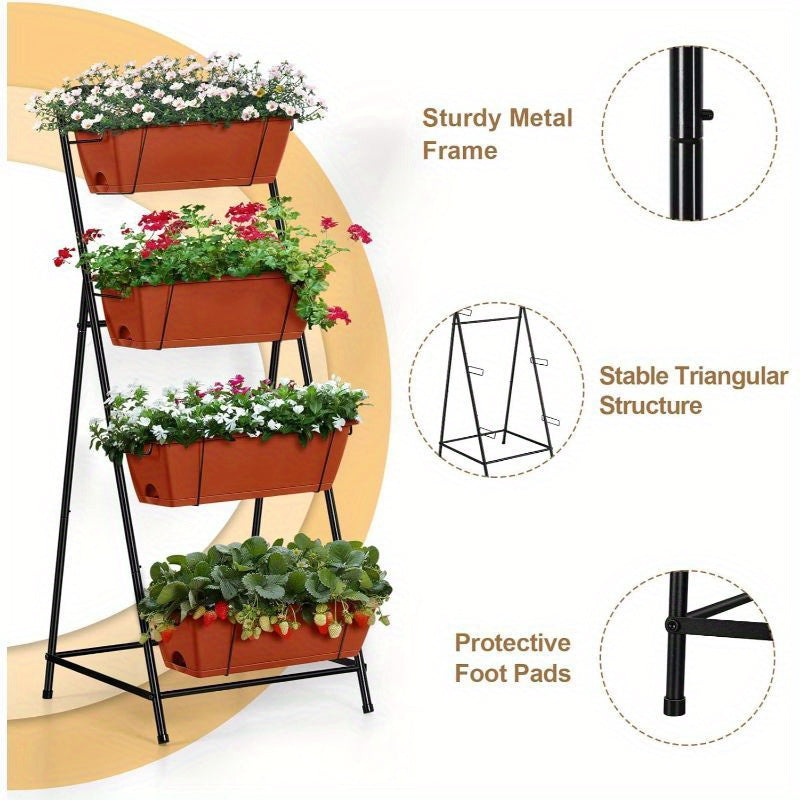 4 Tier Vertical Raised Garden Bed Planters for Outdoor Plants Herb Garden Planter with Drainage Holes Standing Garden Planters