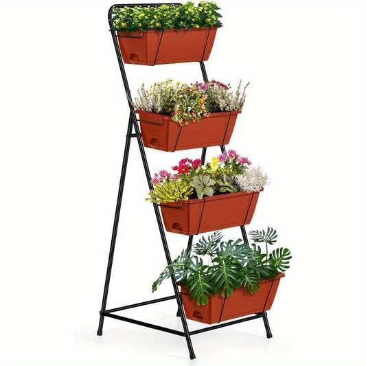 4 Tier Vertical Raised Garden Bed Planters for Outdoor Plants Herb Garden Planter with Drainage Holes Standing Garden Planters