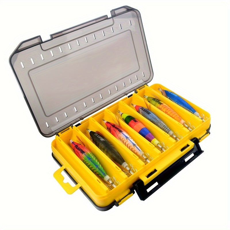 1pc double-sided fishing gear box, 14 compartment false bait storage box, fishing tool accessories