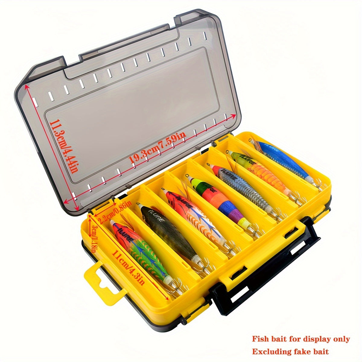 1pc double-sided fishing gear box, 14 compartment false bait storage box, fishing tool accessories