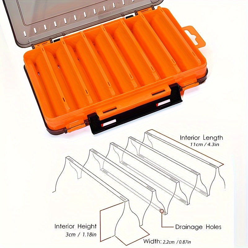 1pc double-sided fishing gear box, 14 compartment false bait storage box, fishing tool accessories