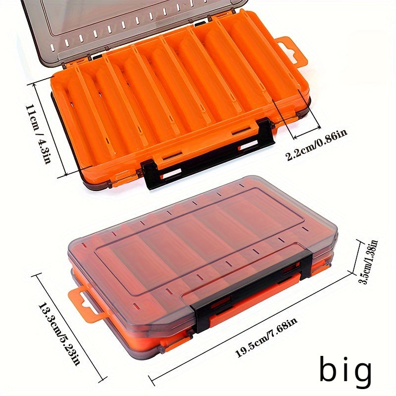 1pc double-sided fishing gear box, 14 compartment false bait storage box, fishing tool accessories