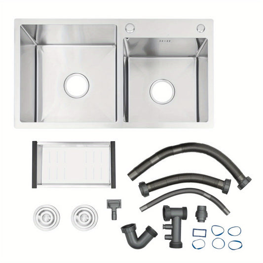 30" Drop In Kitchen Sink Top Mount Double Bowl Stainless Steel Kitchen Bar RV NEW