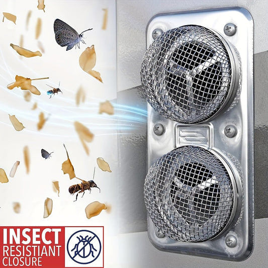 Stainless Steel RV Stove Vent Cover Set, 2pcs with Installation Tools, 2.8-Inch Round Anti-Insect Mesh Screen Accessorie