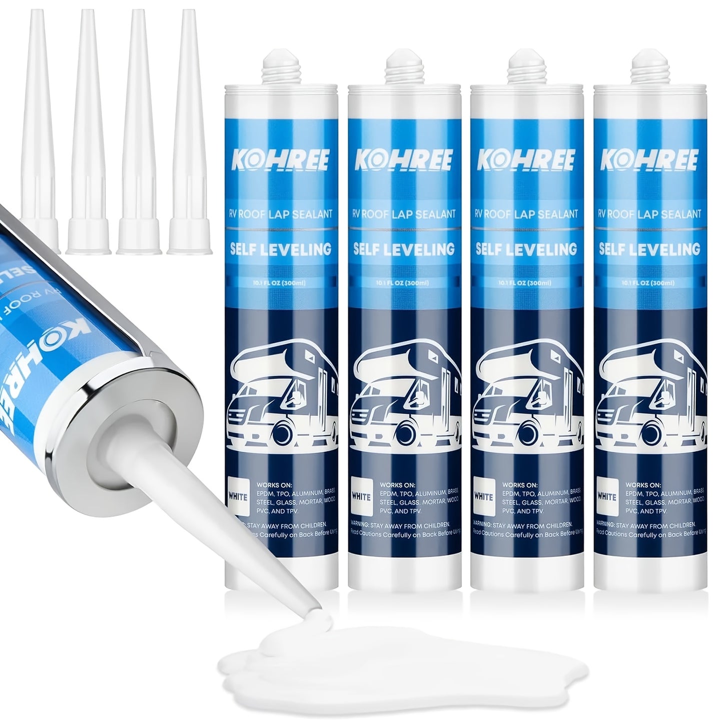 2/4pcs RV Roof Sealant, Self-Leveling Lap Sealant White, RV Caulking Sealant for RV Roofing