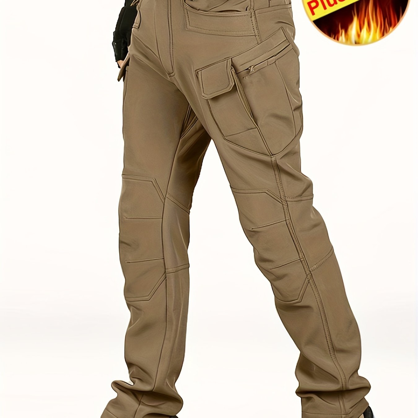 Trendy Thermal Cargo Pants, Men's Multi Flap Pocket Trousers