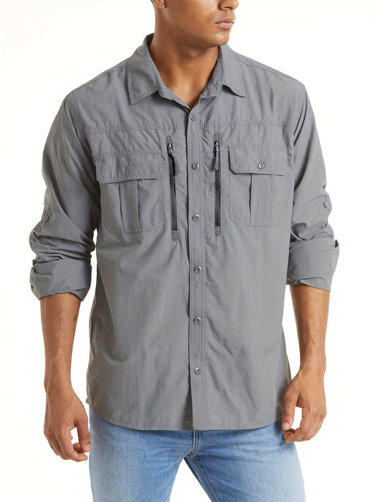 Men's Outdoor Quick Dry Shirts Long Sleeve Button