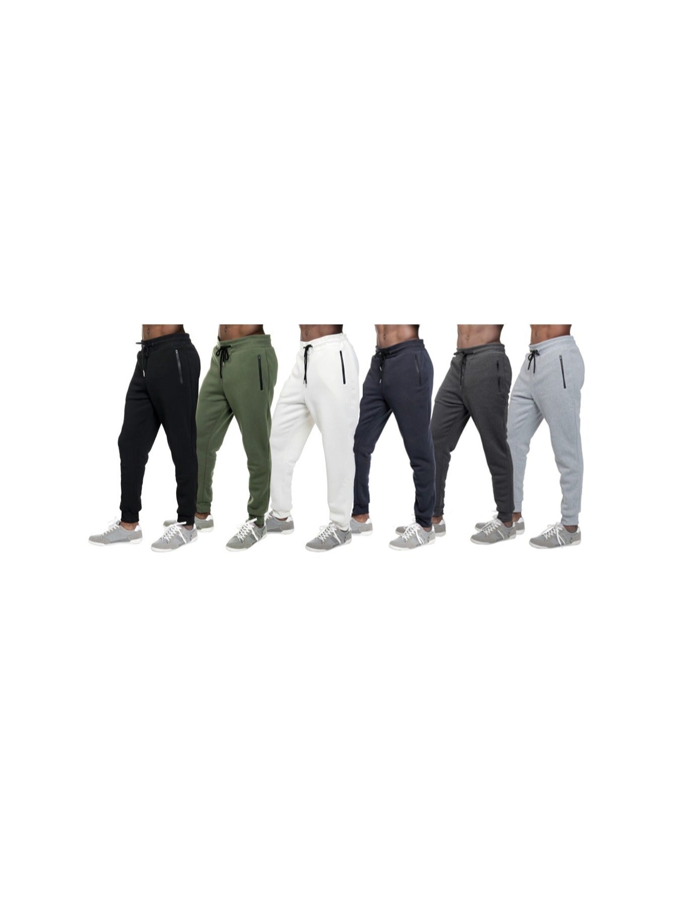 6 Pack, No. 1 Men's Fleece Active Athletic Workout Jogger Sweatpants for Men with Zipper Pocket and Drawstring Size M-3XL