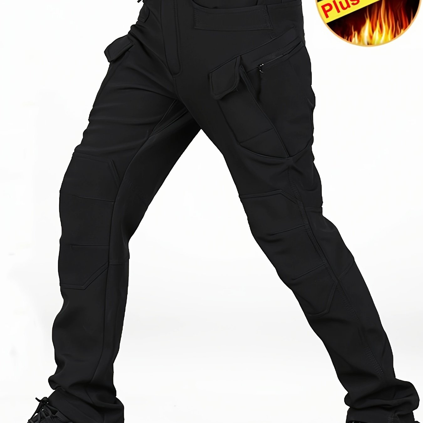 Trendy Thermal Cargo Pants, Men's Multi Flap Pocket Trousers